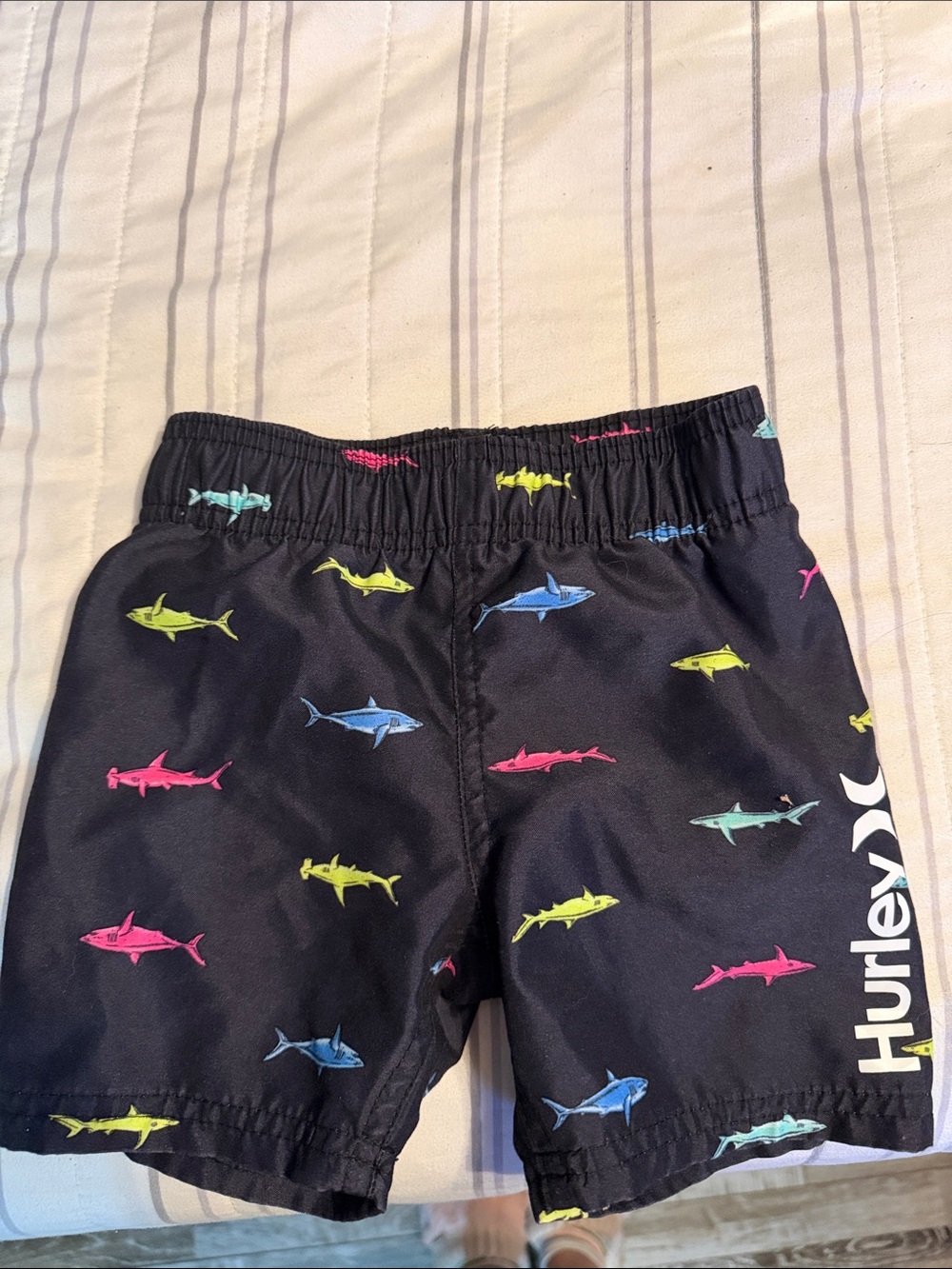 Hurley Black Swim Shorts with Multicolor Shark Print